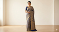 Elegant Midnight Blue Banarasi Silk Saree with Gold Zari Work
